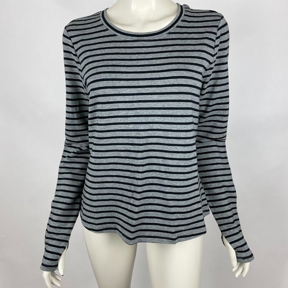 Cabi 3809 Pivot Fitted Tee Striped Long Sleeve Round Neck‎ Stretch Women L NWOT